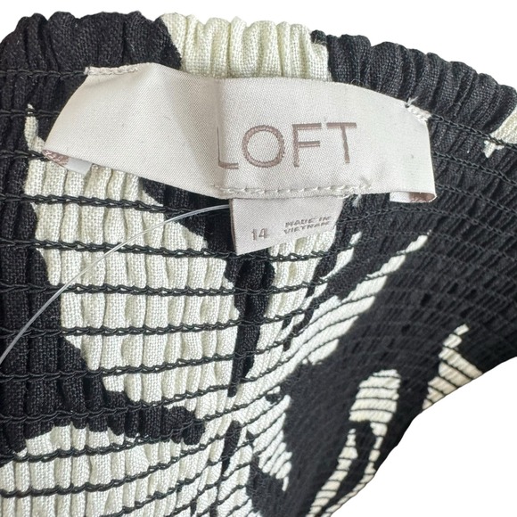 LOFT NWT Fern Linen Blend Black White Halter Lined Mini Dress Size 14 - Picture 9 of 10